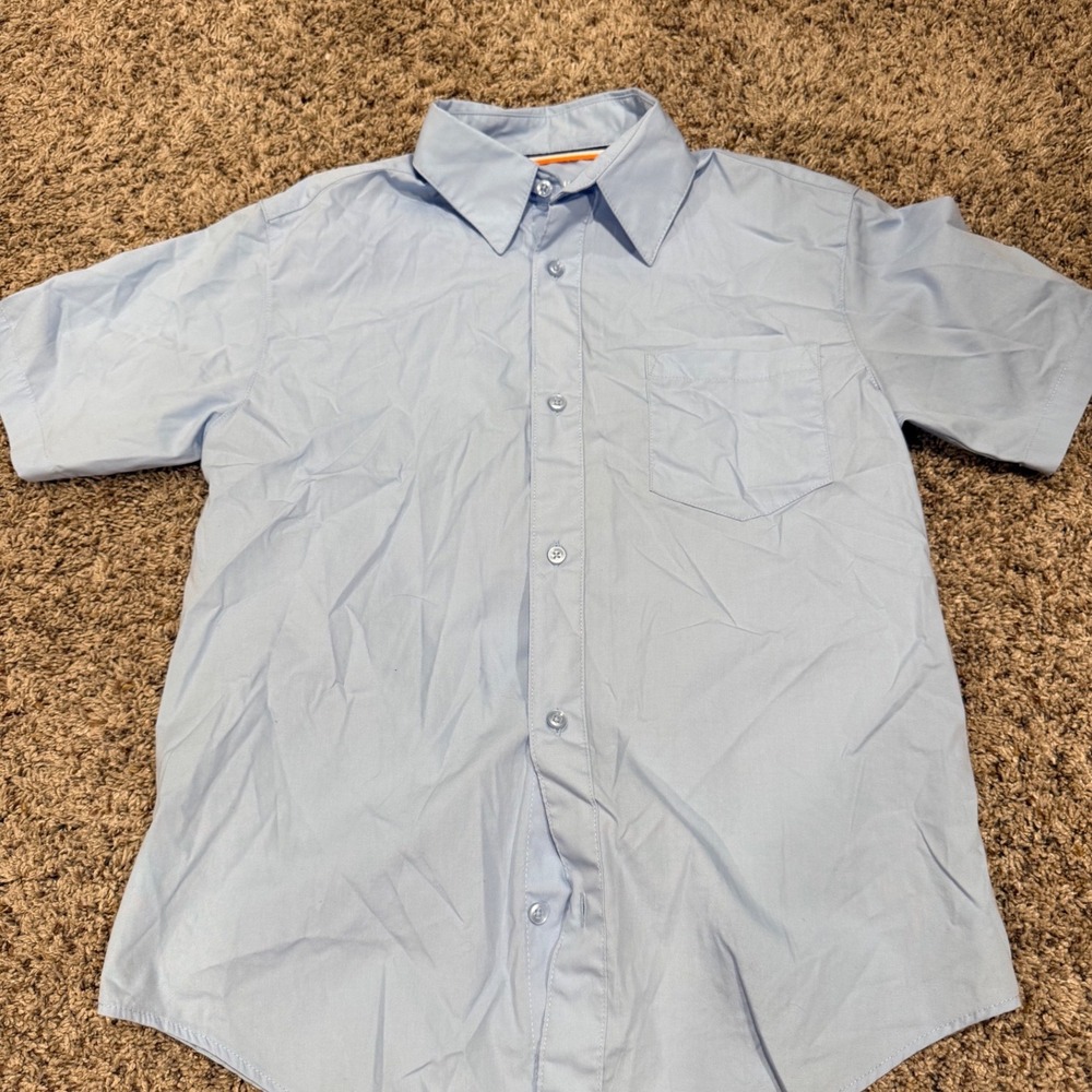 French Toast Boys Light Blue Short Sleeve School Uniform Button Down Shirt 14